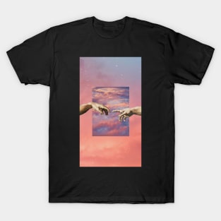 sunset michelangelo hands art aesthetic phone case clouds painting T-Shirt